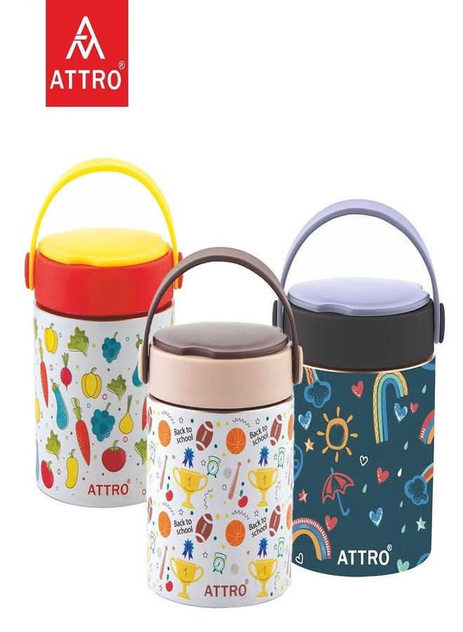 ATTRO Happy Go Insulated ISI certified Stainless Steel Soup Jar for Kids - 500ml, Leakproof, Long Temperature,Fruity Veggie Fun Yellow Print,Ideal for Kids,Adults, School, Office,Picnic,Travel - Image 5